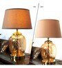 Hertz Beige Fabric Shade Night Lamp With Glass Base