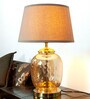 Hertz Beige Fabric Shade Night Lamp With Glass Base