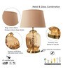 Hertz Beige Fabric Shade Night Lamp With Glass Base