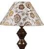 Beige Fabric Shade Table Lamp With Copper Base