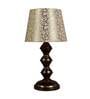 Beige Fabric Shade Table Lamp With Copper Base