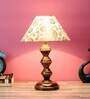 Beige Fabric Shade Table Lamp With Copper Base