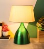 Beige Fabric Shade Table Lamp with Green Base