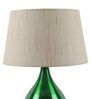 Beige Fabric Shade Table Lamp with Green Base