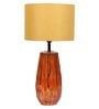 Beige Fabric Shade Table Lamp With Orange Base
