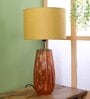 Beige Fabric Shade Table Lamp With Orange Base