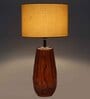 Beige Fabric Shade Table Lamp With Orange Base