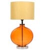 Beige Fabric Shade Table Lamp With Orange Base