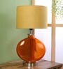 Beige Fabric Shade Table Lamp With Orange Base