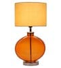 Beige Fabric Shade Table Lamp With Orange Base