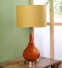 Beige Fabric Shade Table Lamp With Orange Base