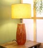 Beige Fabric Shade Table Lamp With Orange Base