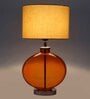 Beige Fabric Shade Table Lamp With Orange Base