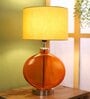 Beige Fabric Shade Table Lamp With Orange Base