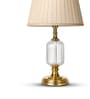 Beige Fabric Shade Table Lamp with Ribbed Glass Base   Elegant & Classic Design