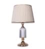 Beige Fabric Shade Table Lamp with Ribbed Glass Base Elegant & Classic Design Beige Fabric Shade Table Lamp with Ribbed Glass Base Elegant & Classic Design