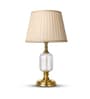 Beige Fabric Shade Table Lamp with Ribbed Glass Base   Elegant & Classic Design