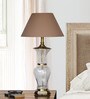 Beige Fabric Shade Table Lamp With Transparent Base