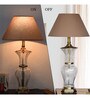 Beige Fabric Shade Table Lamp With Transparent Base