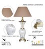 Beige Fabric Shade Table Lamp With Transparent Base