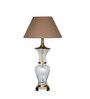 Beige Fabric Shade Table Lamp With Transparent Base
