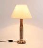 Beige Fabric Shade Table Lamp with White and Brown Base