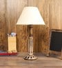 Beige Fabric Shade Table Lamp with White and Brown Base