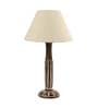 Beige Fabric Shade Table Lamp with White and Brown Base