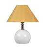 Beige Fabric Shade Table Lamp With White Base