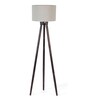 Catania Beige Fabric Shade Tripod Floor Lamp With Wood Base
