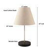 Beige Fabric Shade with Modern Silver & Black Table Lamp for Bedroom & Living Room