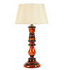 Beige Fabric Shade Table Lamp With Brown Base