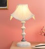 Beige Fabric Shade Table Lamp with White Base