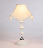 Beige Fabric Shade Table Lamp with White Base