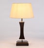 Callam Beige Fabric Shade Night Lamp With Metal Base