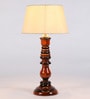Beige Fabric Shade Table Lamp With Brown Base