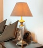 Beige Fabric Shade Table Lamp with Gold Base