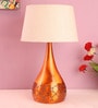 Beige Fabric Shade Table Lamp with Orange Base