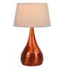 Beige Fabric Shade Table Lamp with Orange Base