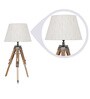 Madeline Beige Fabric Shade Night Lamp With Wood Base
