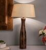 Beige Fabric Shade Table Lamp with Brown Base