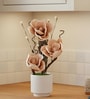 Beige Faux Leather Rustic Blossom Harmony Pot With Flower