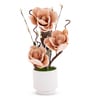 Beige Faux Leather Rustic Blossom Harmony Pot With Flower