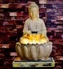 Beige Fiber Fegan Glass Lotus Buddha Indoor Water Fountain