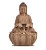 Beige Fiber Fegan Glass Lotus Buddha Indoor Water Fountain