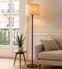 Beige Floor Lamp with Wooden Base