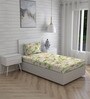 Beige Floral 104 TC Cotton Single Bed Sized Bed Sheets With 1 Pillow Cover