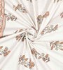Beige Floral 144 TC Cotton King Bedsheet and 2 Pillow Cover