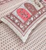 Beige Floral 144 TC Cotton King Bedsheet and 2 Pillow Cover