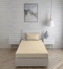Beige Floral 146 TC Cotton Single Bed Sized Bed Sheets With 1 Pillow Cover